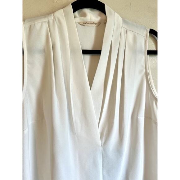 Soft Surroundings Pleated Blouse Tank Top Size Medium White Office Business - Picture 2 of 8